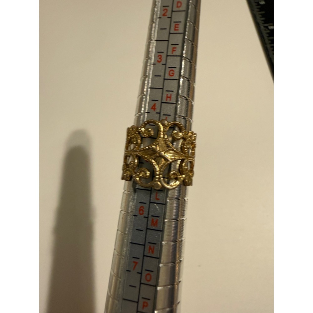 Vintage Gold Tone‎ Filigree Wide Band Cocktail Ring Size 9 Ornate Boho Scroll